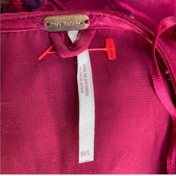 Free People] Beautiful Burgundy Embroidery Sequins Kimono Duster Jacket - Picture 13 of 13